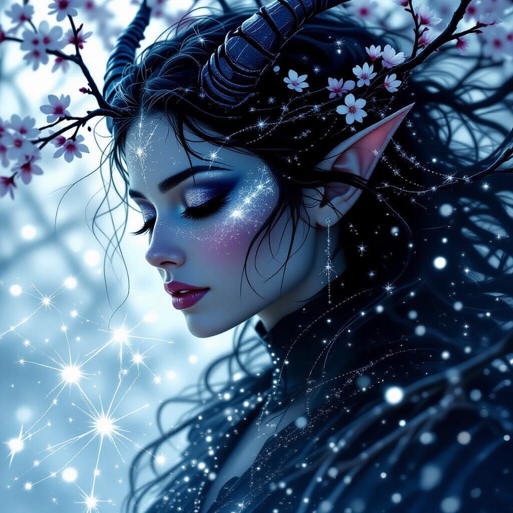 Tiefling Dissolving into Mist in Comic Book Style