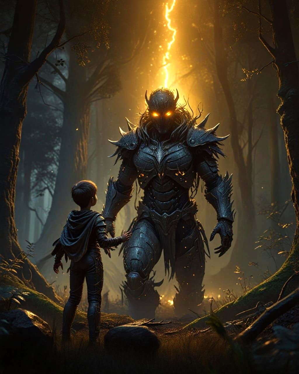 Eerie Pale Figure in Misty Forest Illustration