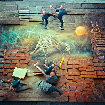 Dynamic Action Scene in Chalk Art Style