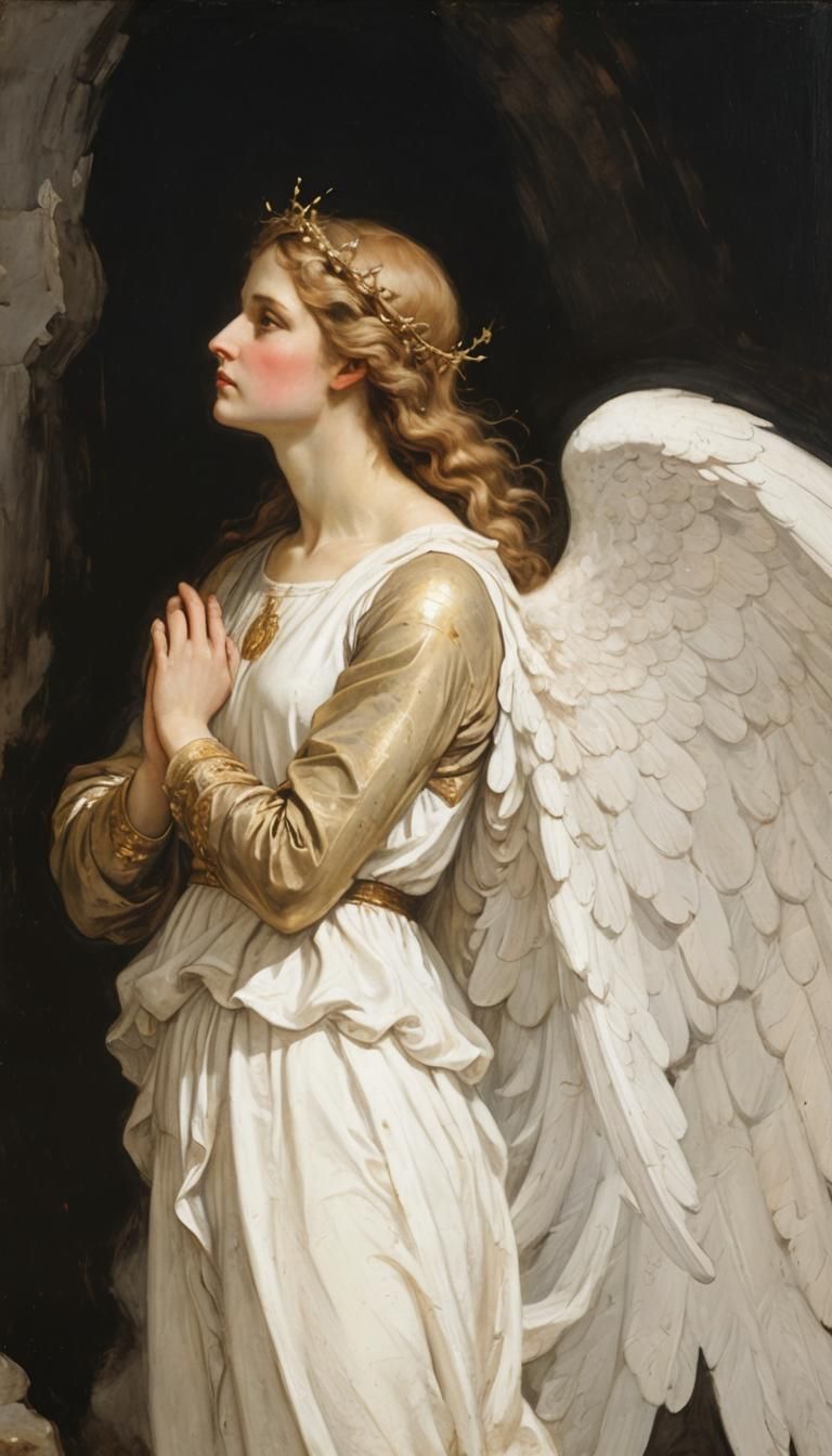 Renaissance Angel in Darkness Looking Above