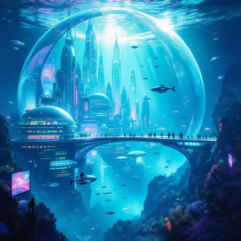 Underwater City: Expressionist-Abstract Fractal Symphony