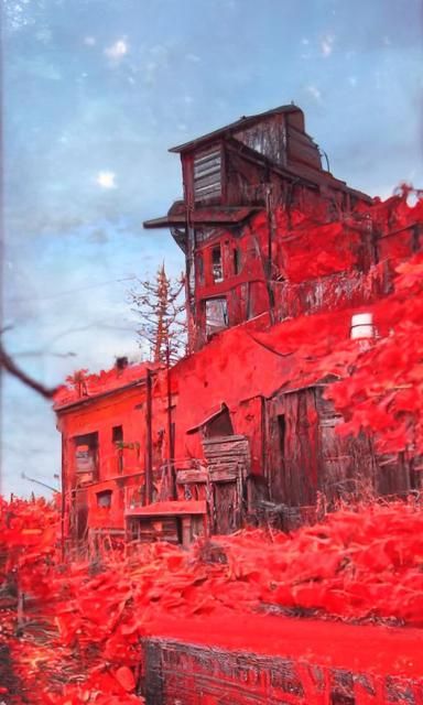 Ominous Twilight Over Abandoned Mining Town