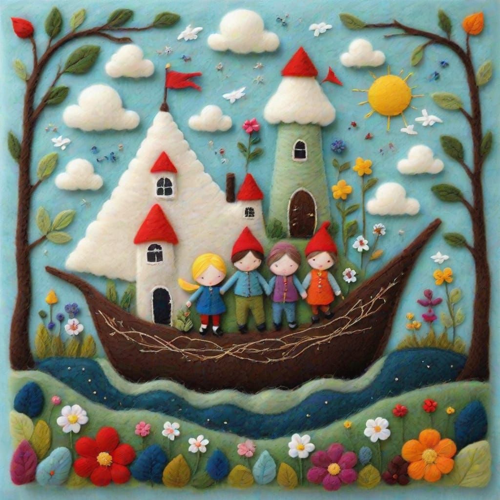 Needlefelt Fairytale Garden Illustration