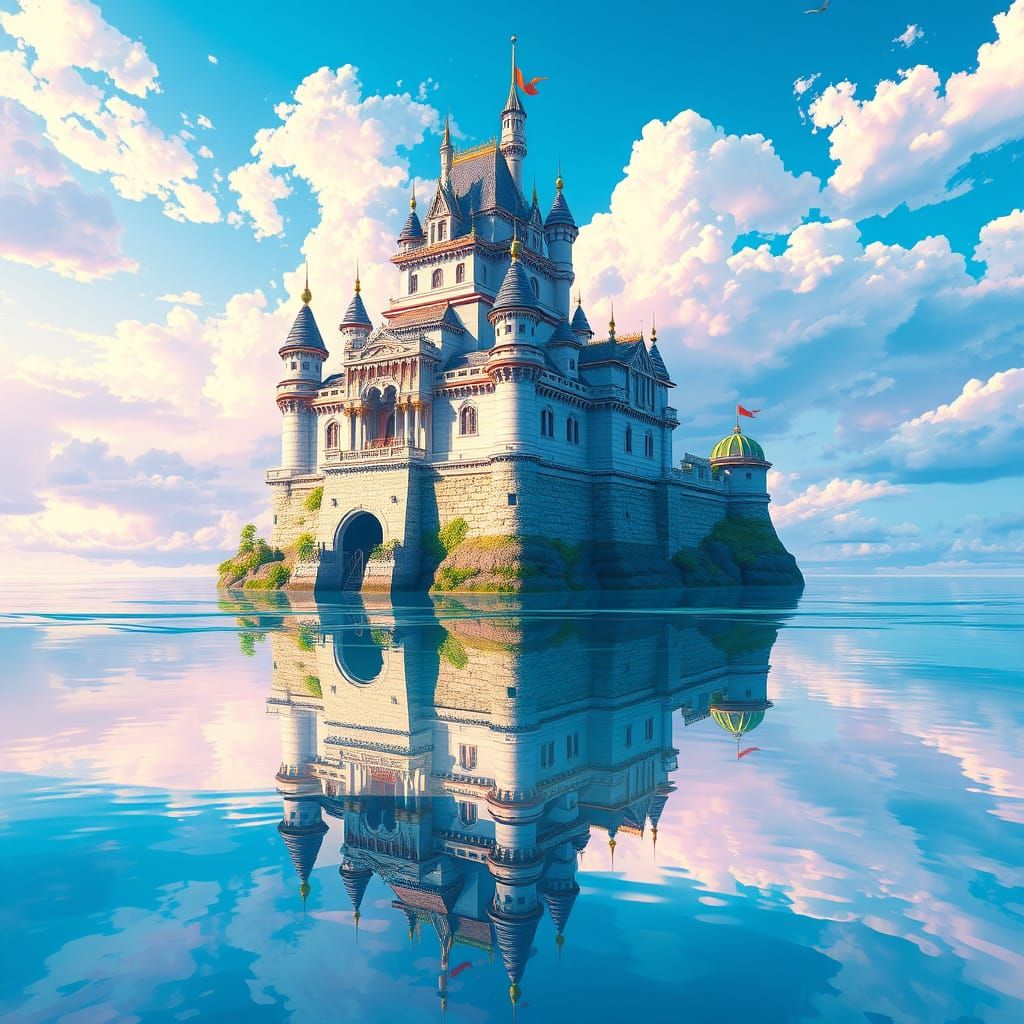Surreal Castle Ascends from Oceanic Realms