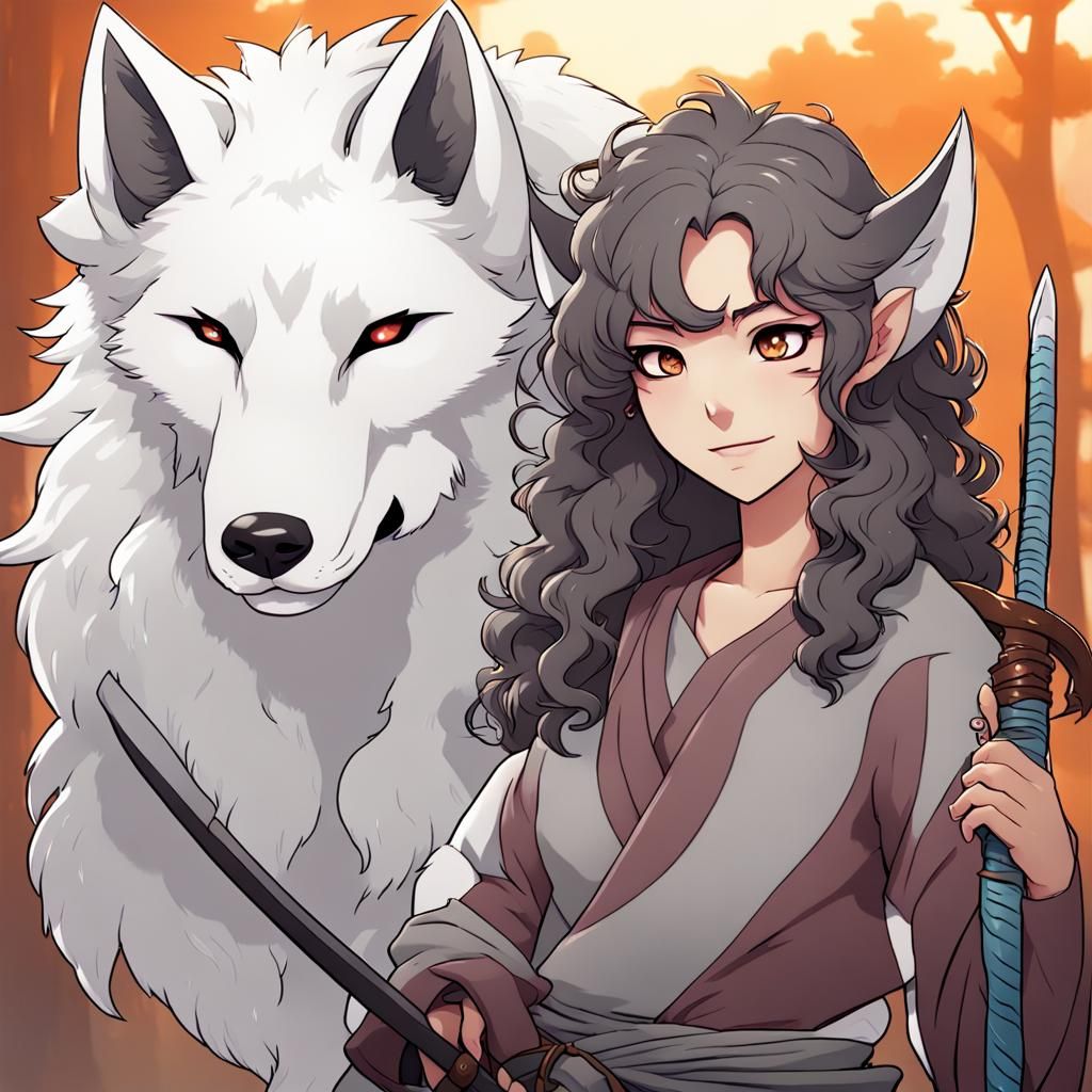 Young Korean Demon Beastman in Fantasy City