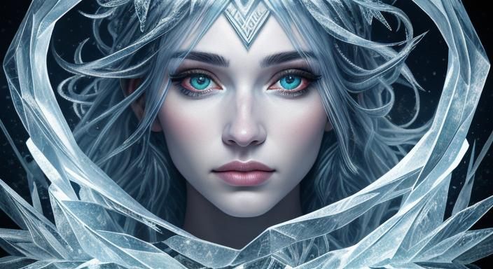 Fantasy Fairy Ice Sculpture in Winter Landscape