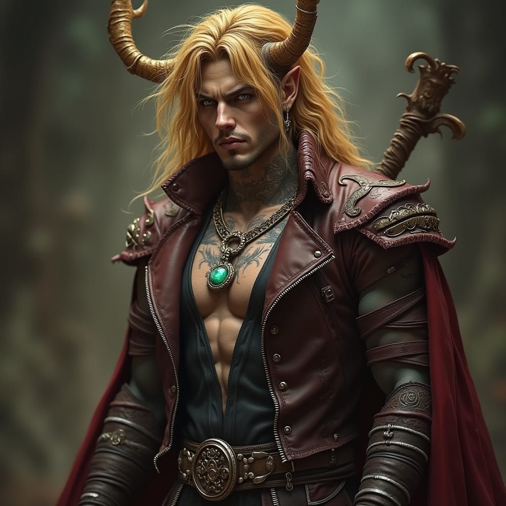 Gorgeous Pride Demon in Leather Armor, Dark Fantasy
