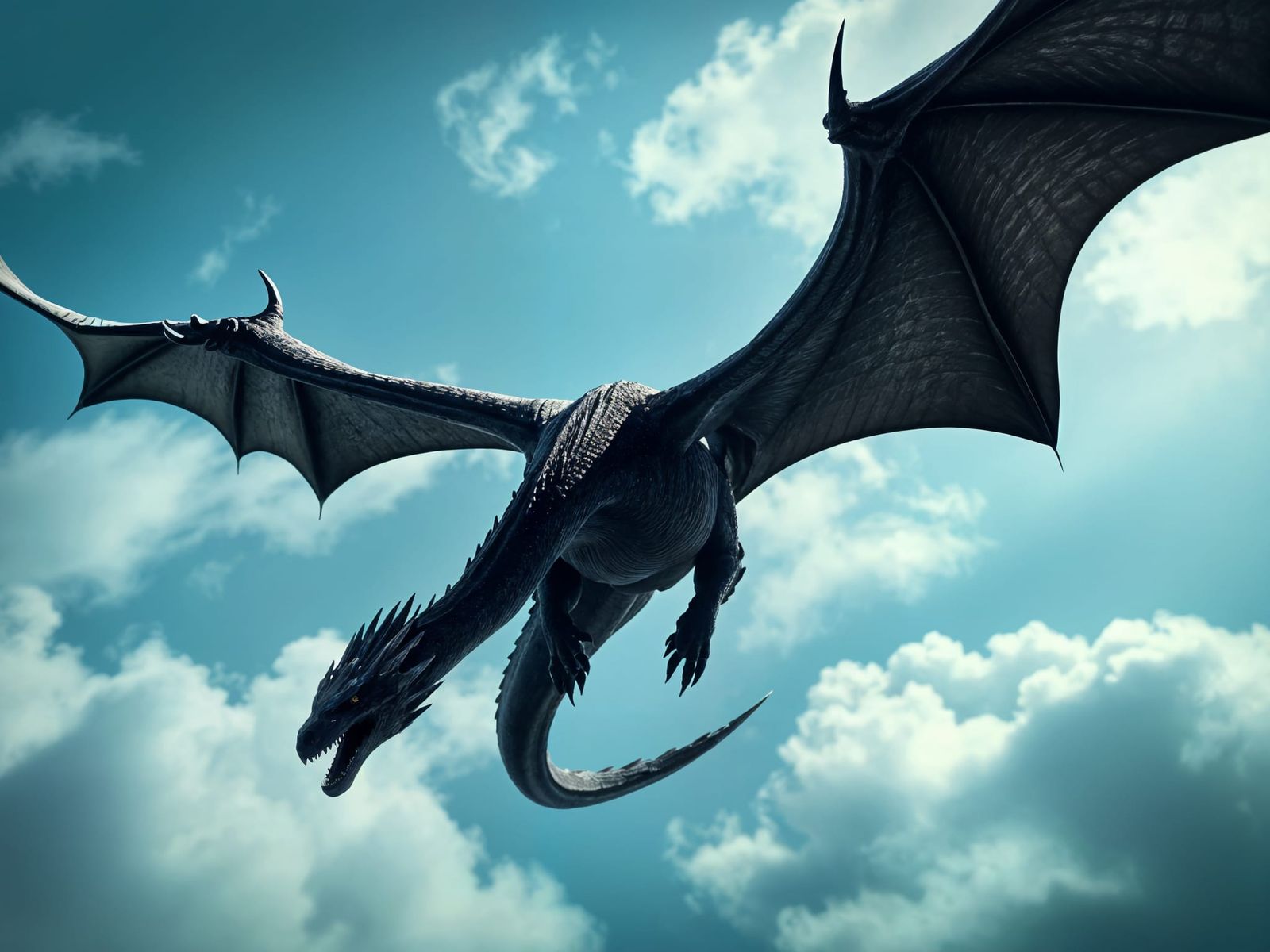Photorealistic Dragon in Flight: Epic Fantasy Art
