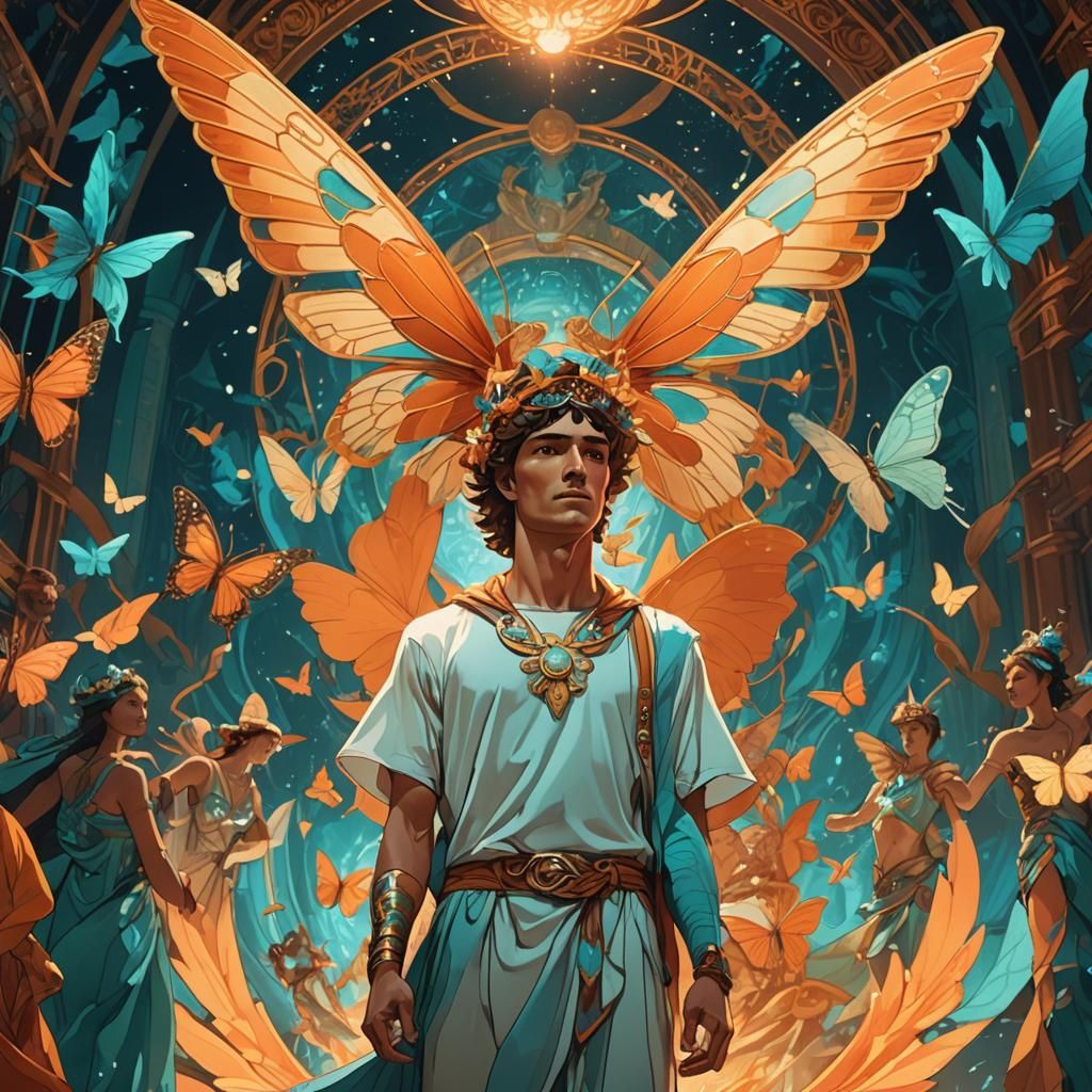 Hermes on Mystical Stage with Butterfly Dancers