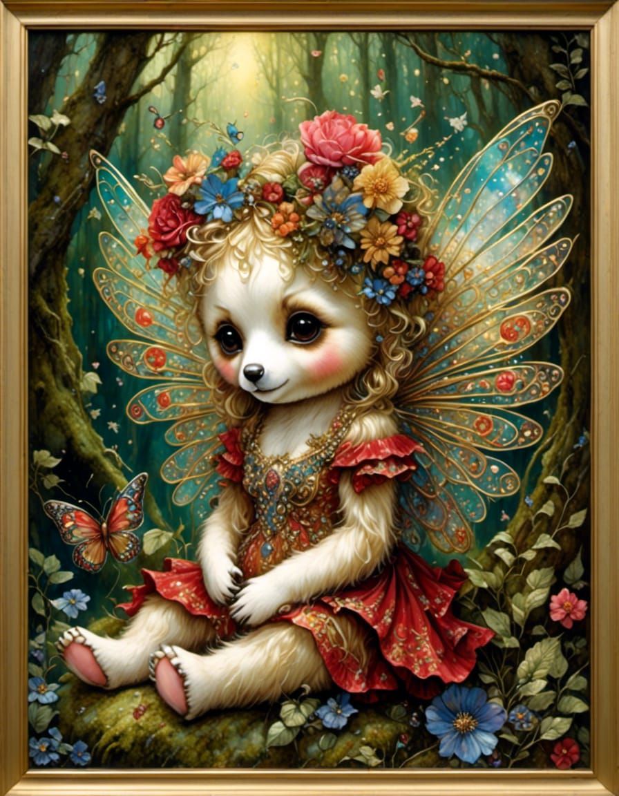 Magical Fairy Forest Journey in Klimt-Klee Style