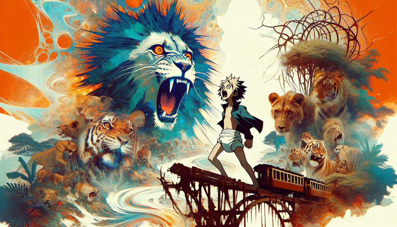 Anthropomorphic Scream: Manhwa-Inspired Double Exposure Artw...