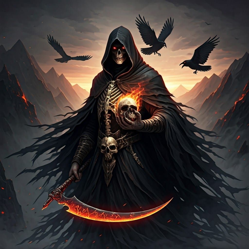 Dark Reaper of Death with Fire Scythe