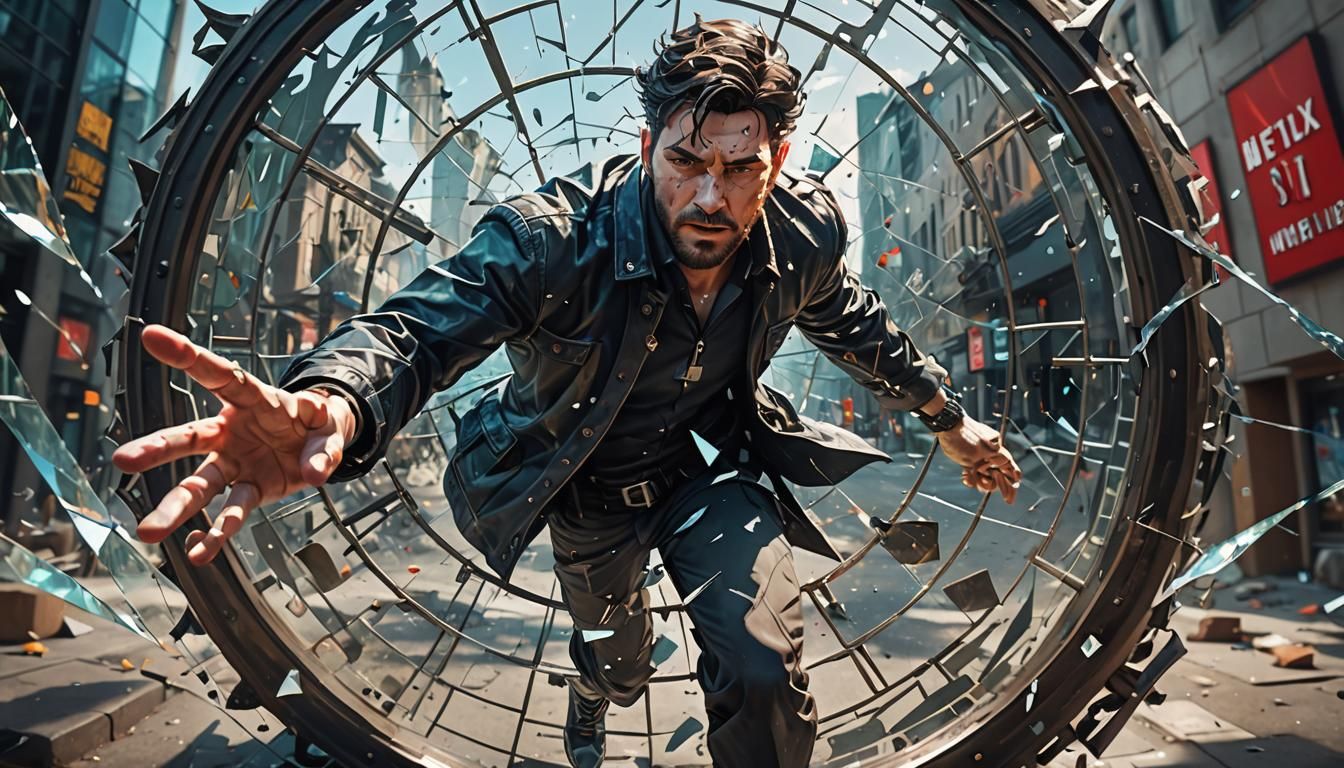 Dynamic Character Shattering Reality with Time