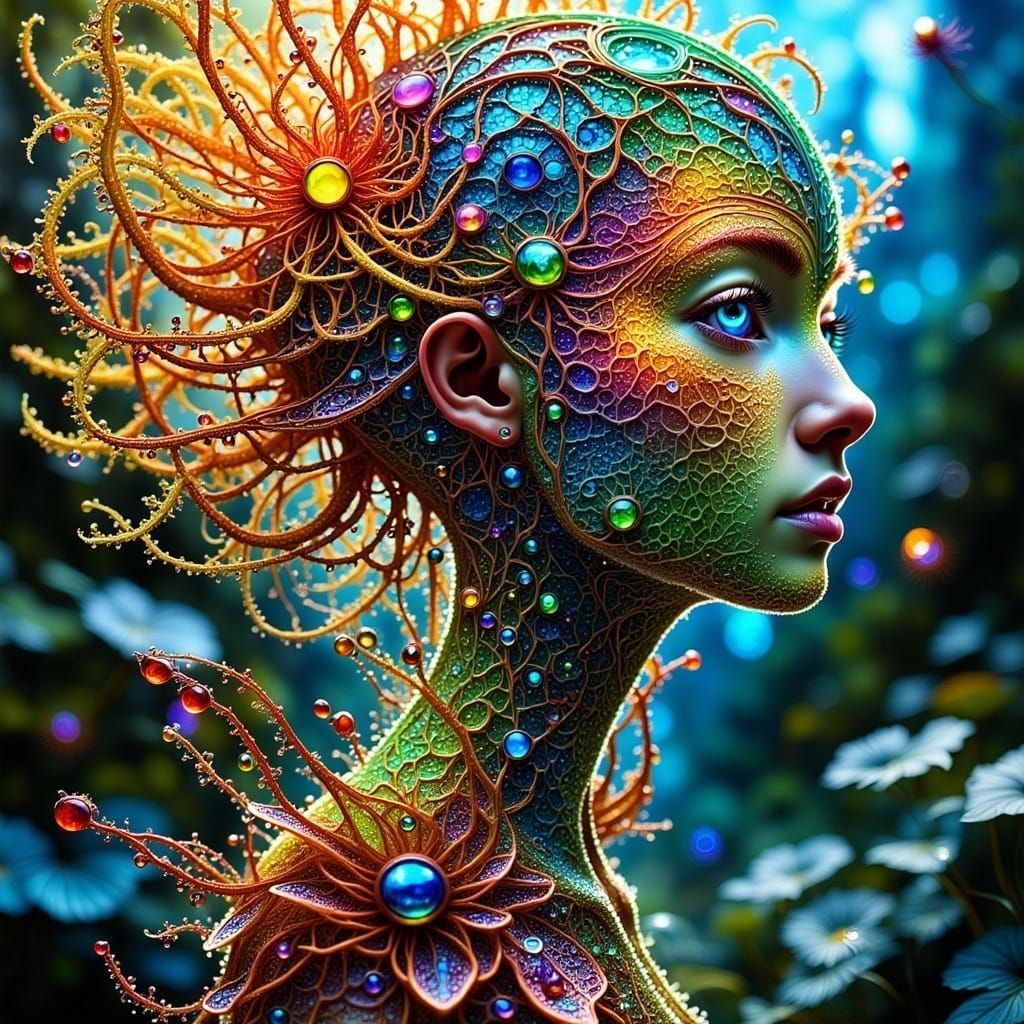 Ethereal Futuristic Cityscape with Intricate Patterns and Or...