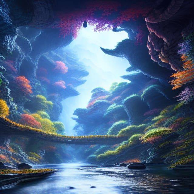 Kiyotsu Gorge: Tunnel of Light Matte Painting