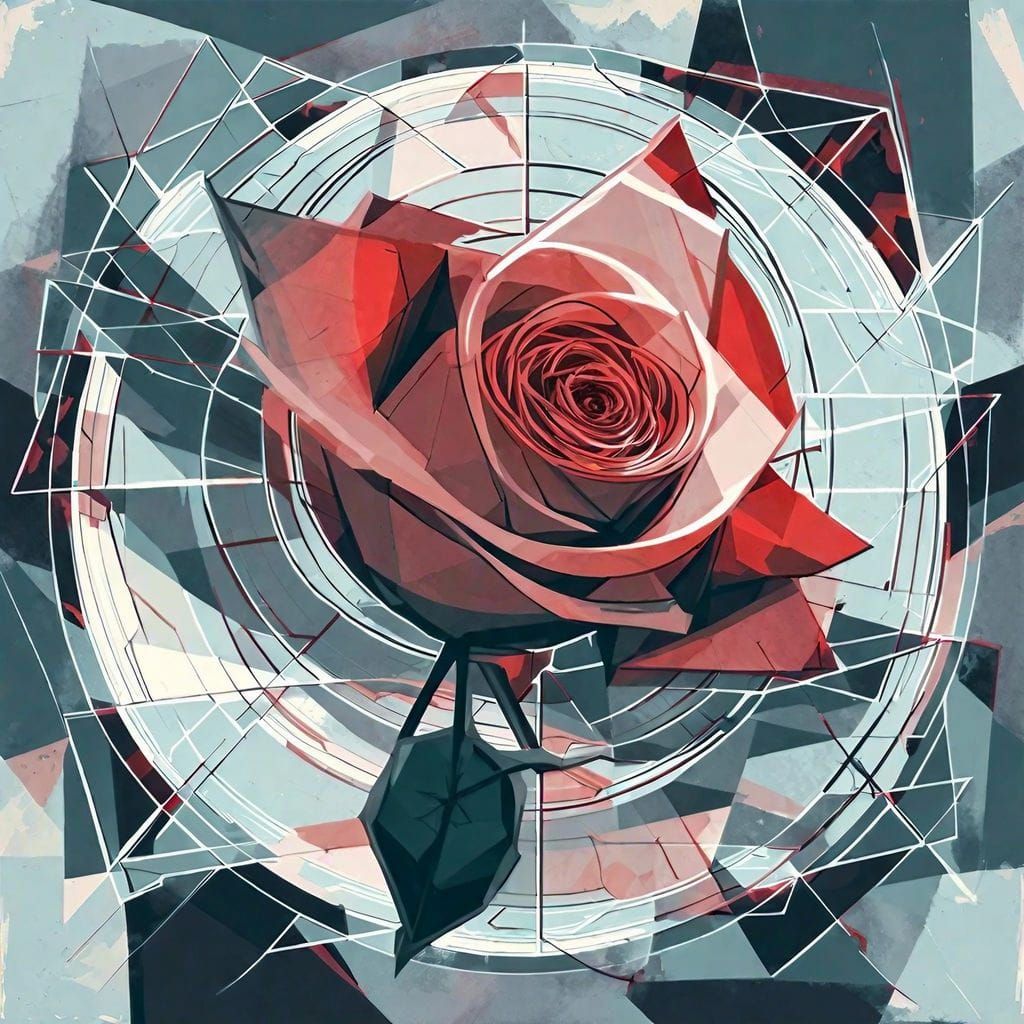 Geometric Rose in Cubist Art Deco Style