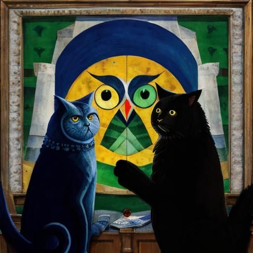 Cat and Owl Boat Ride: Dreamlike Renaissance