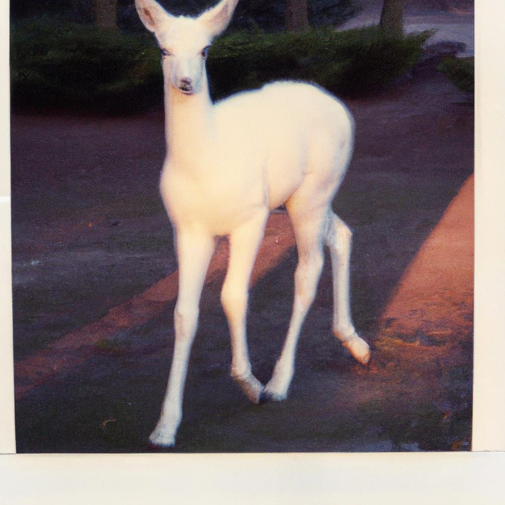 Ethereal Deer in a Park: 1980s Polaroid Style