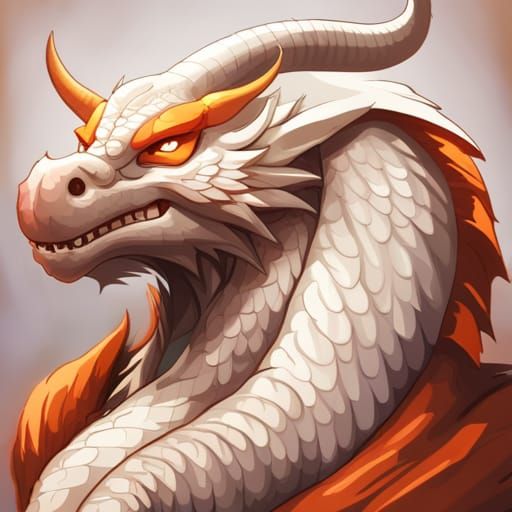 Handsome Anthro Dragon Portrait in Digital Illustration Styl...