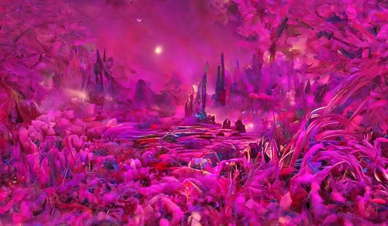 Rainbow Nebula Landscape in Digital Matte Painting