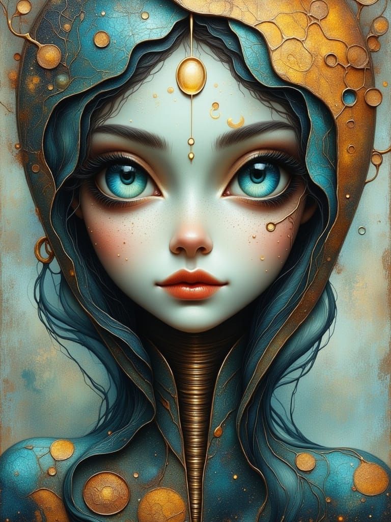 Surreal Femme Fatale with Mesmerizing Eyes and Elongated For...