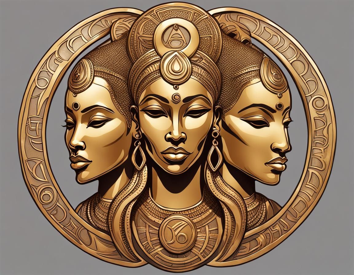 African Triple Goddess Religious Icon
