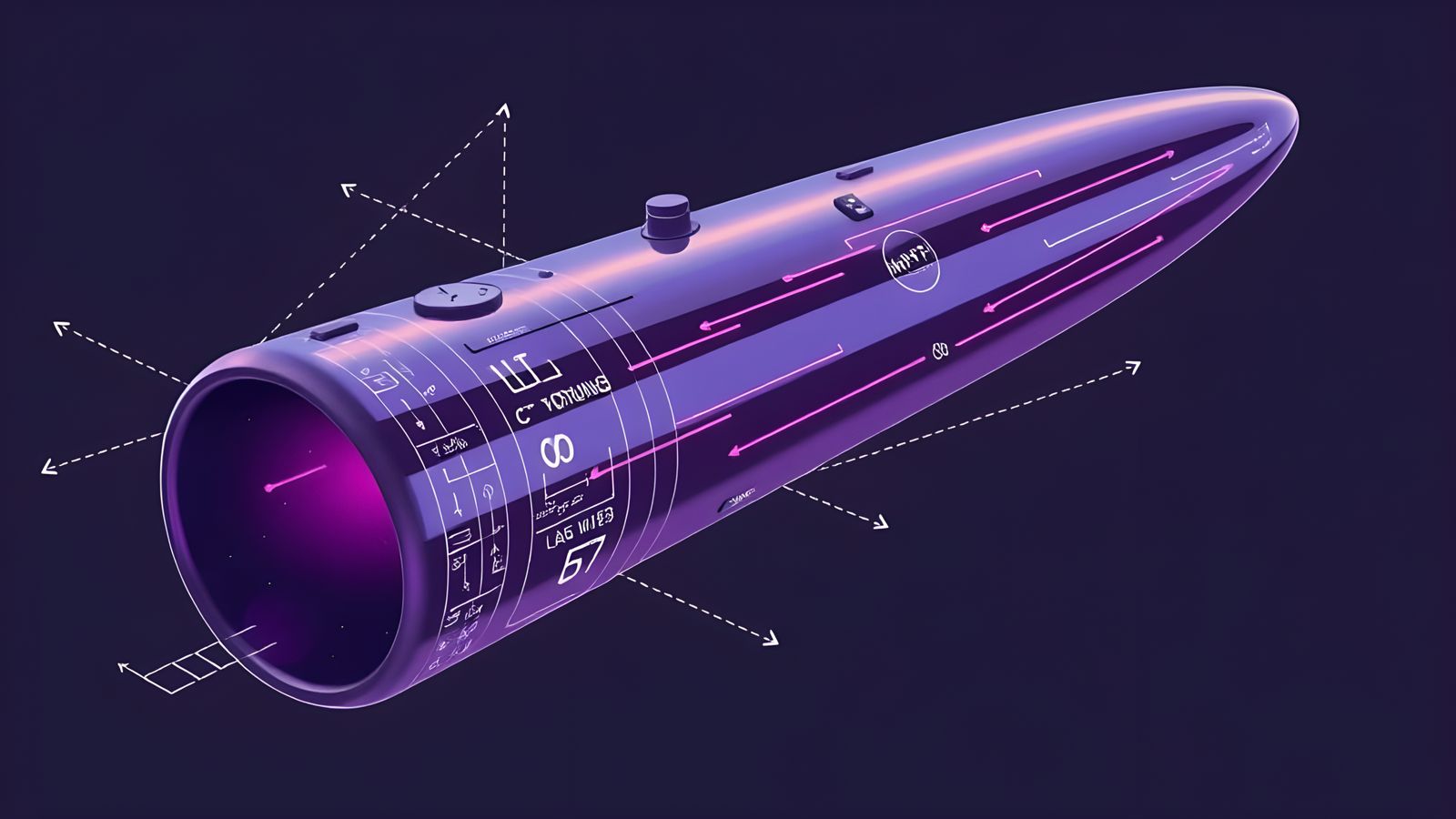 High-Velocity Cylinder with Circuit Diagram Line Art