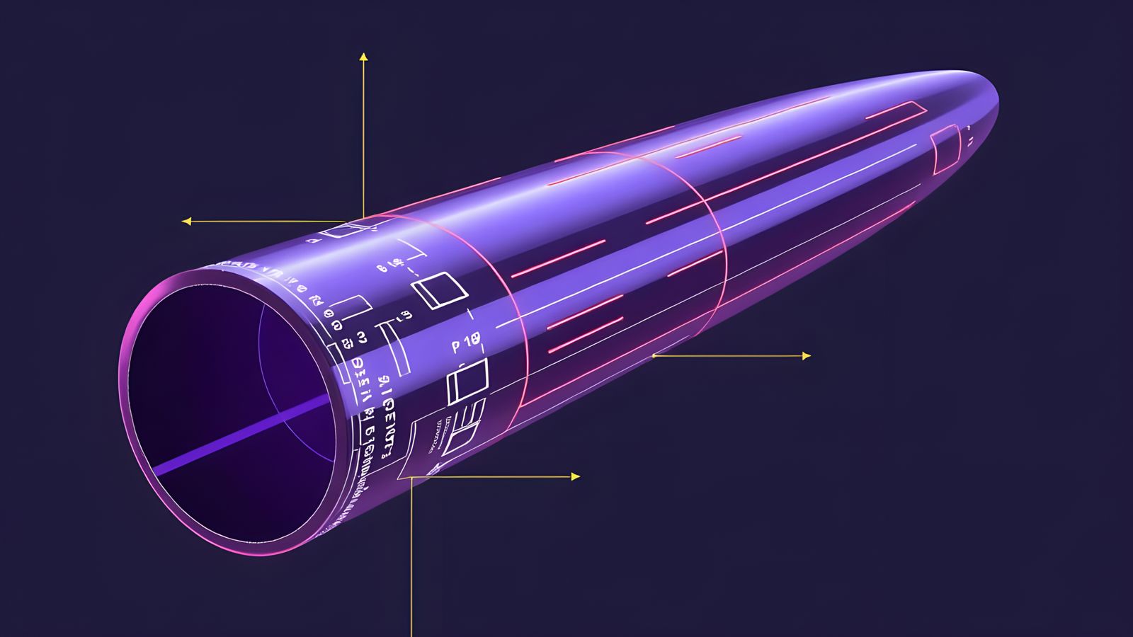 High-Velocity Cylinder with Circuit Diagram Line Art