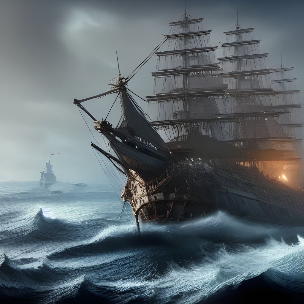 Epic Sea Battle: Hyperrealistic Digital Matte Painting