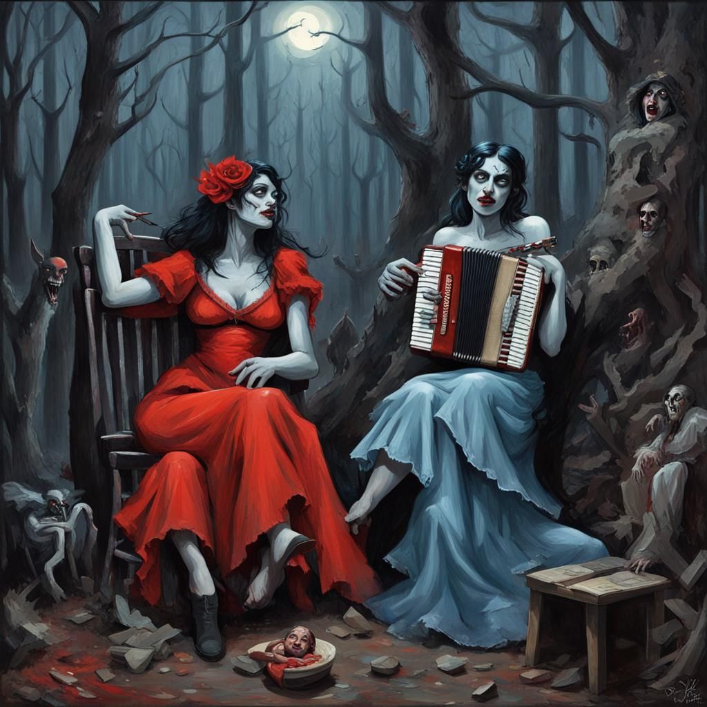 Gypsy Woman and Vampire Dance in Forest
