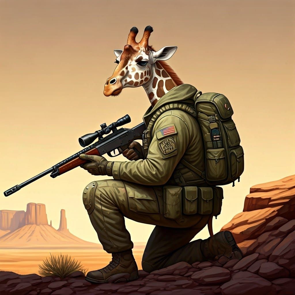 Giraffe Warrior in Tactical Gear