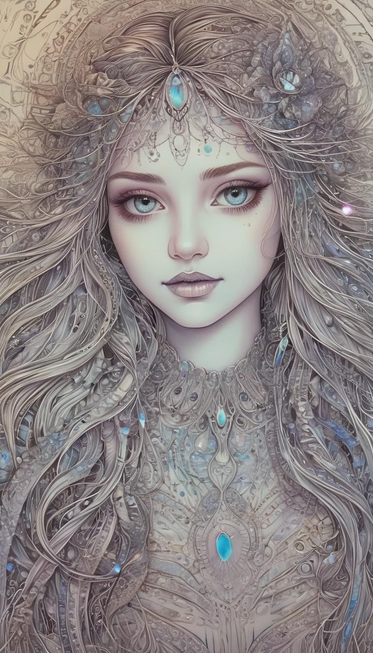 Bioluminescent Iridescent ultradetailed Zentangle Ethereal S...