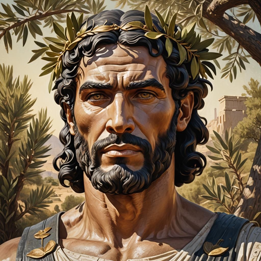 Greek Man Portrait in Ancient Olive Grove