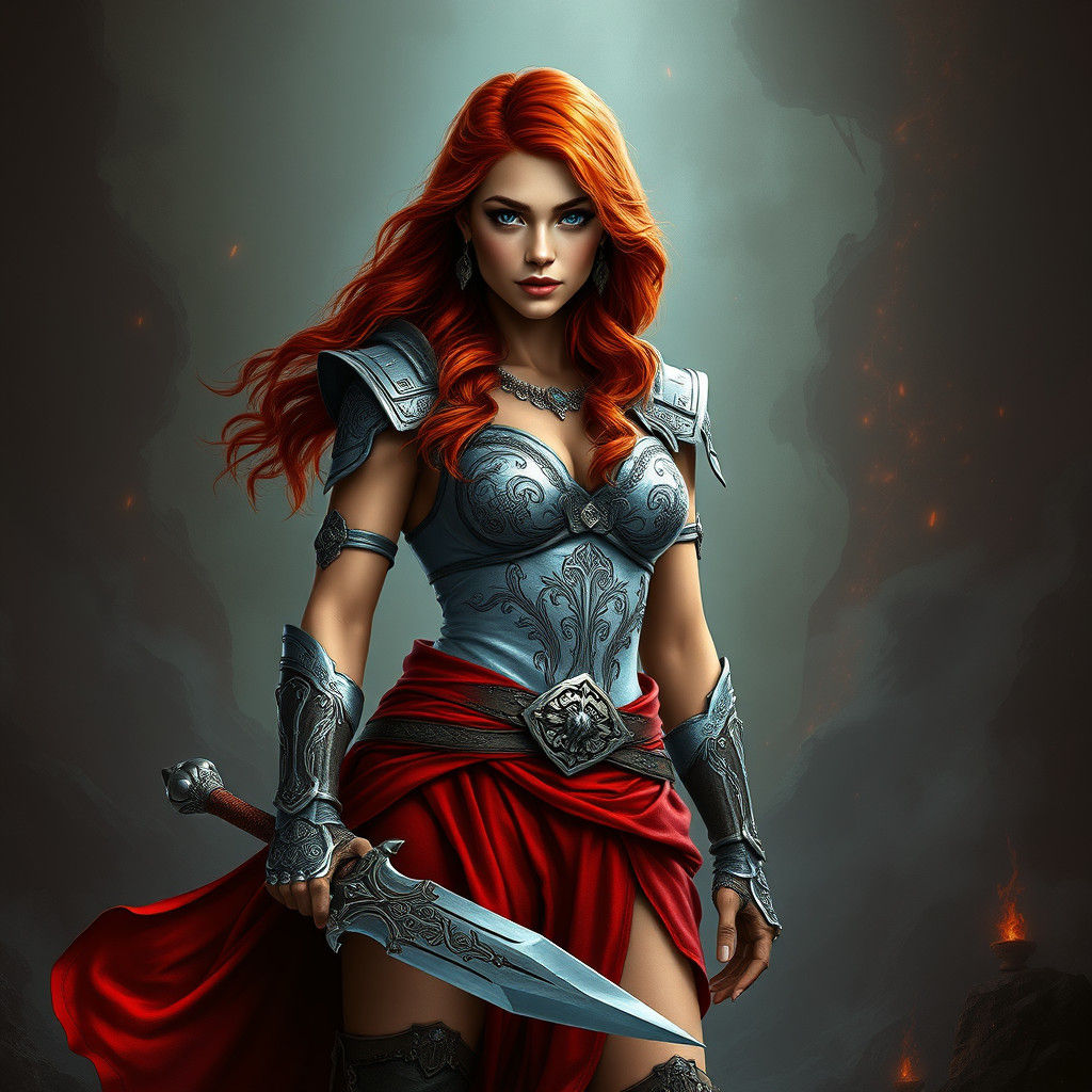 Amazon warrior with red hair 1