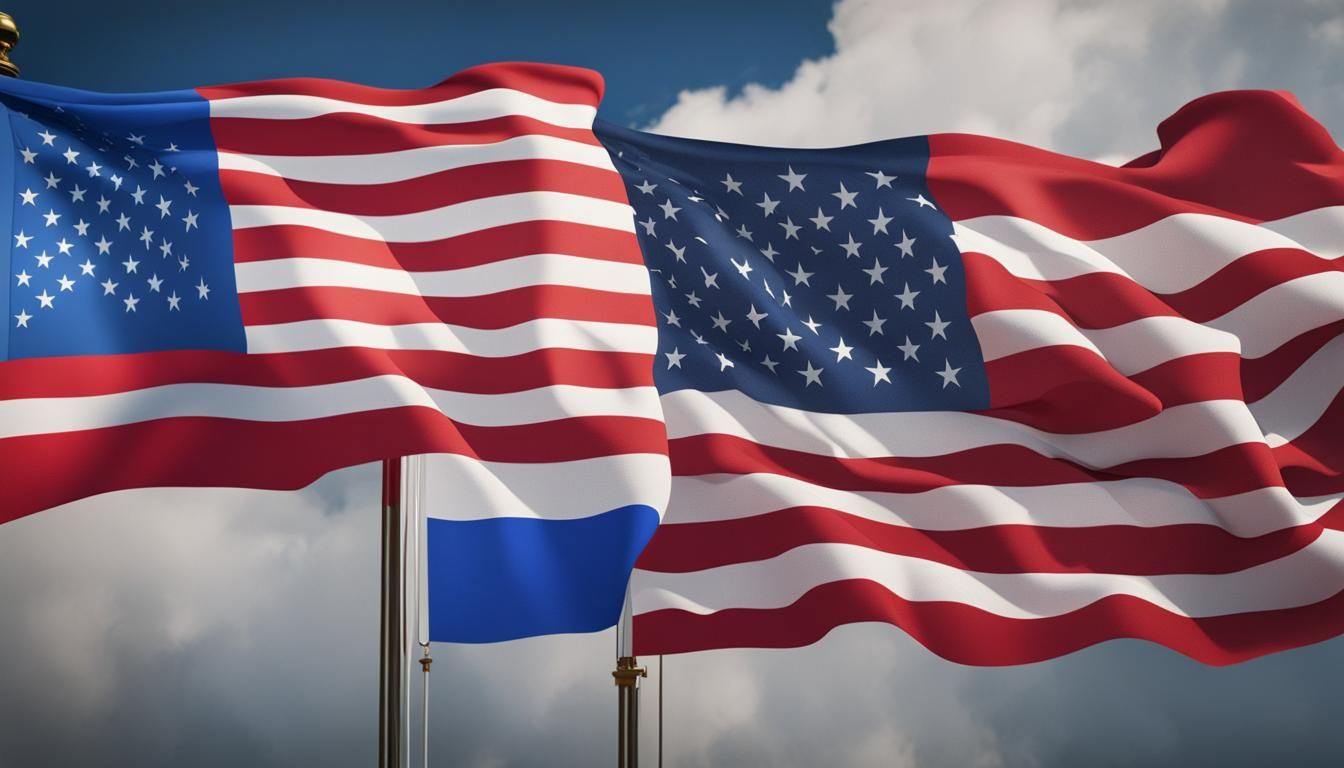 Hybrid Russian-USA Flag in Detailed Digital Painting