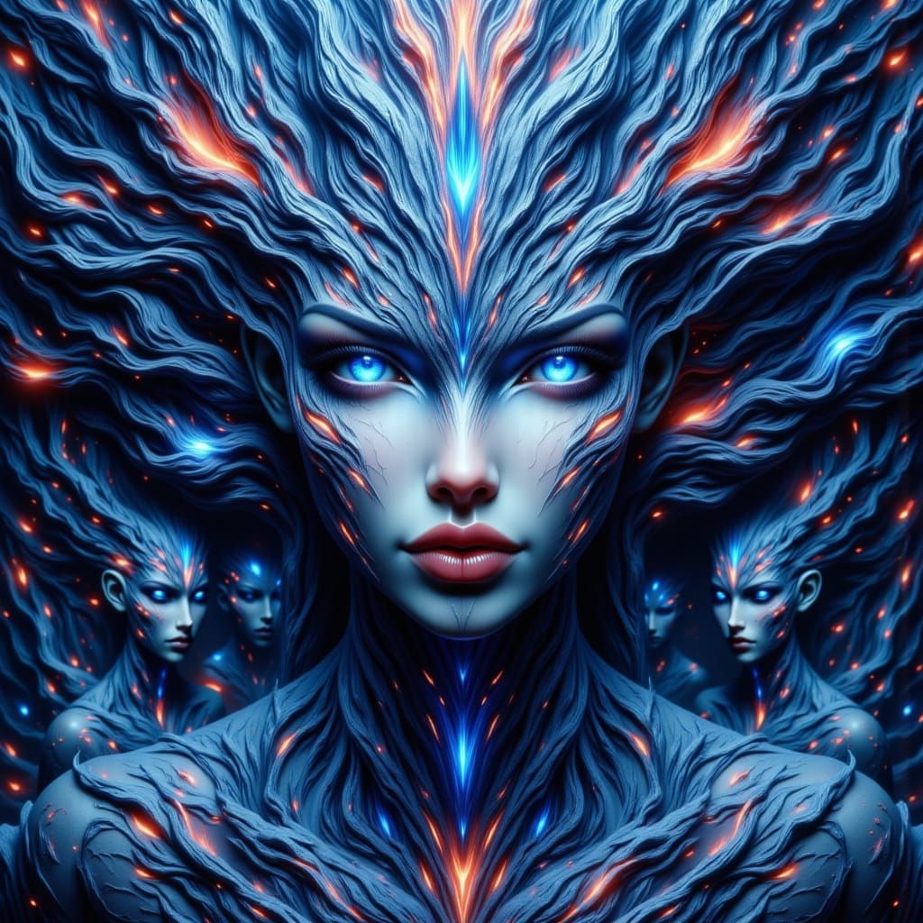 Surreal Dreamscape in Vibrant Blues and Purples: Ethereal Fi...