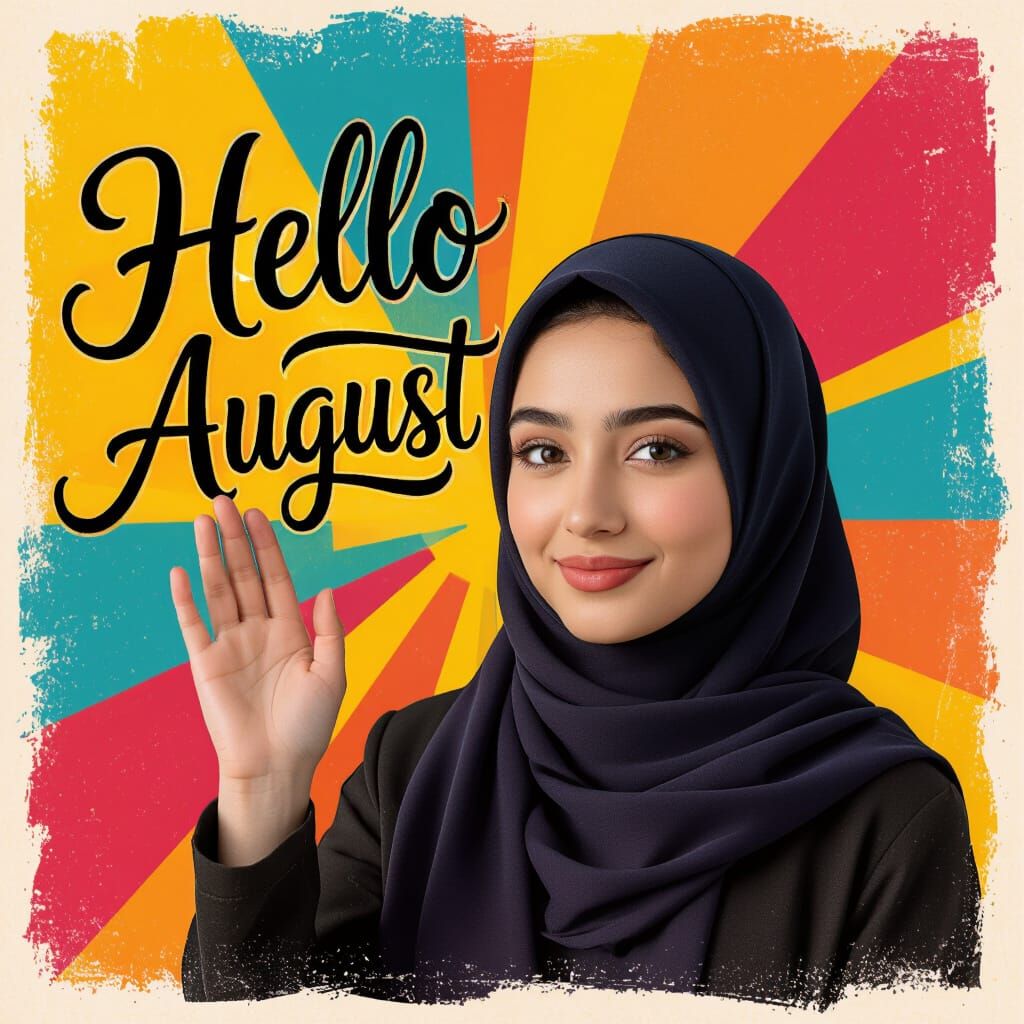 Young Woman in Hijab with Pop Art Background