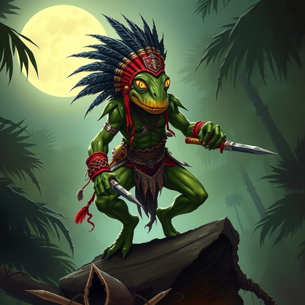 Moonlit Murloc Warrior in Tribal Loincloth