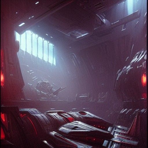 Warhammer Spaceship Interior in Gothic Horror Style