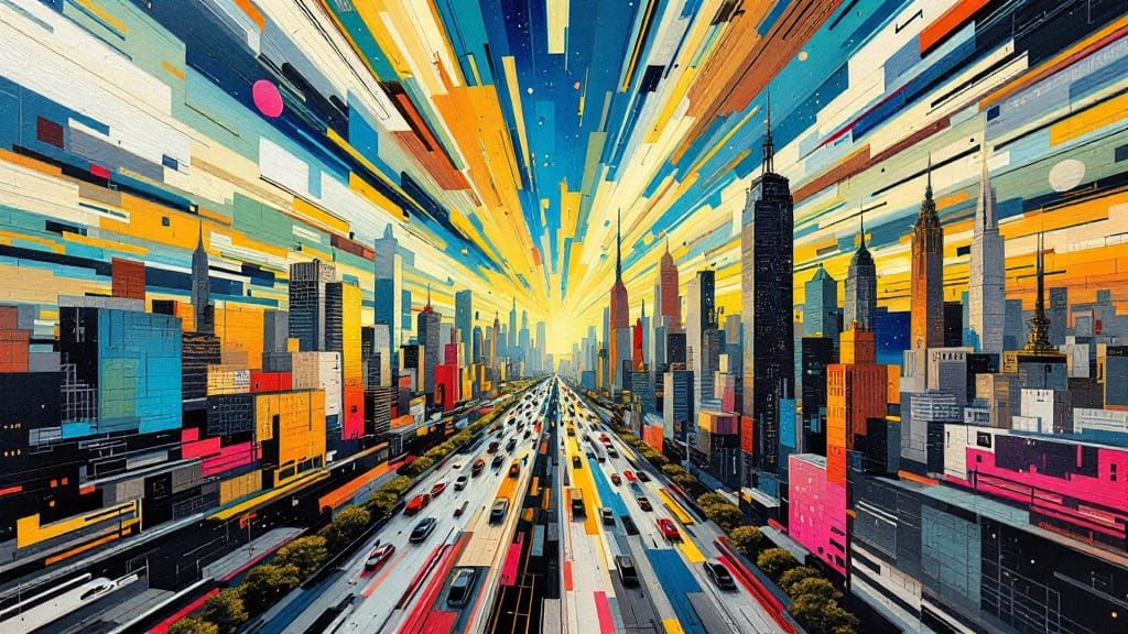 Abstract Cityscape: Warped and Distorted Skyline