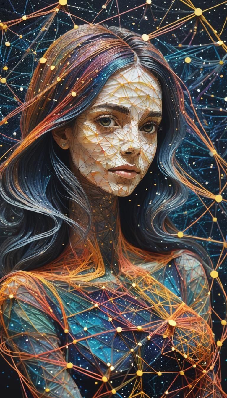 Astronomer Portrait with String Art Starry Night