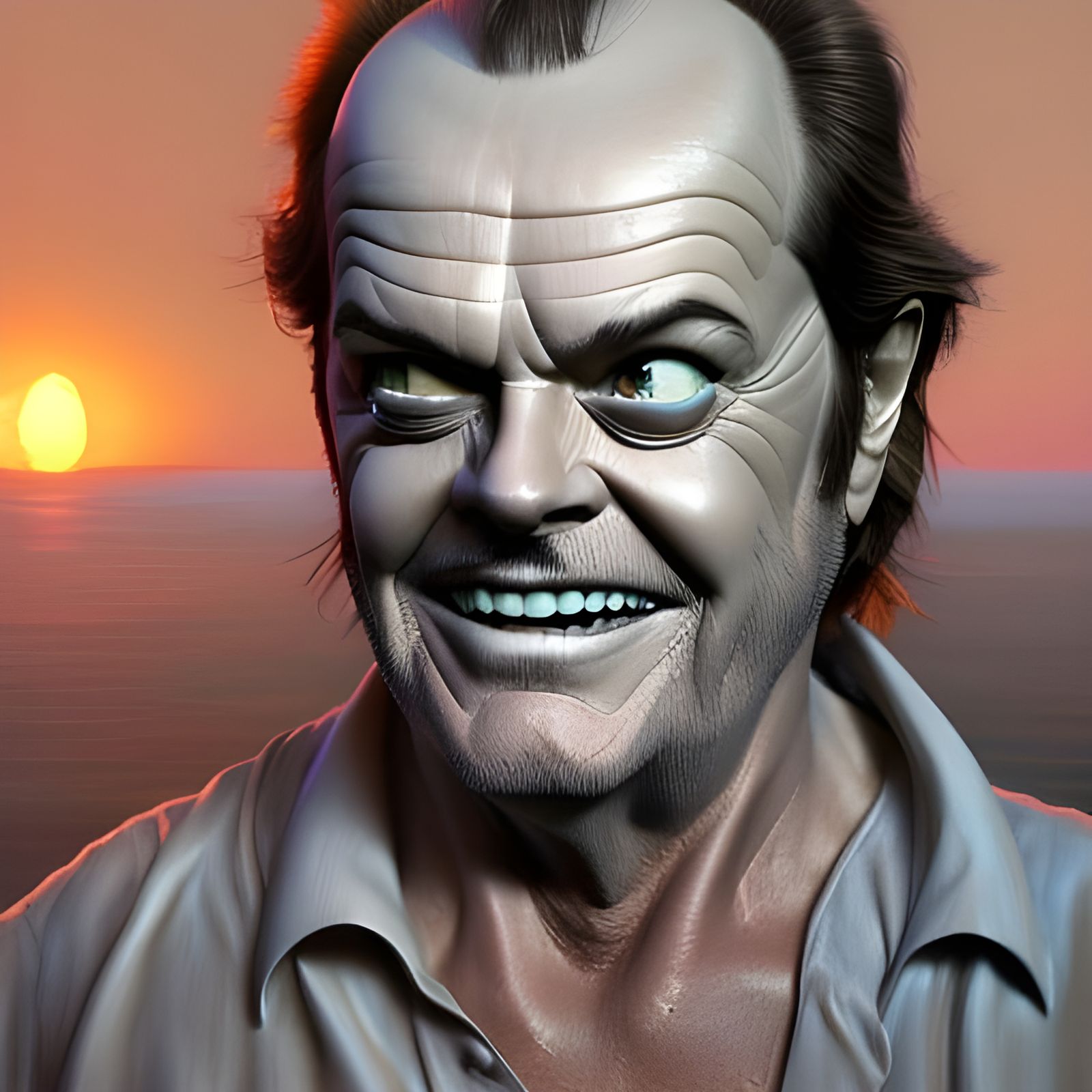Jack Nicholson at Sunset: 3D Digital Art Portrait