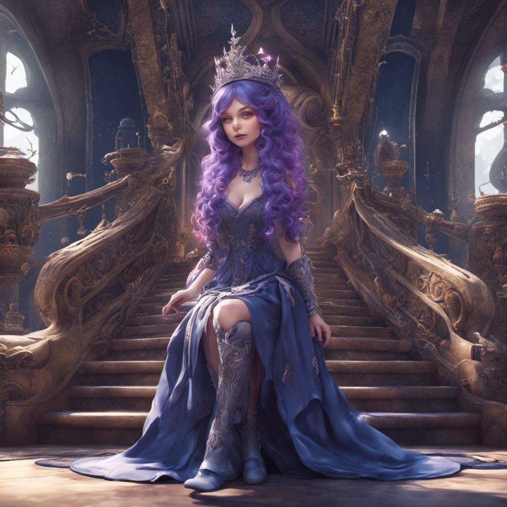 Queen with Purple Hair in Detailed Matte Painting