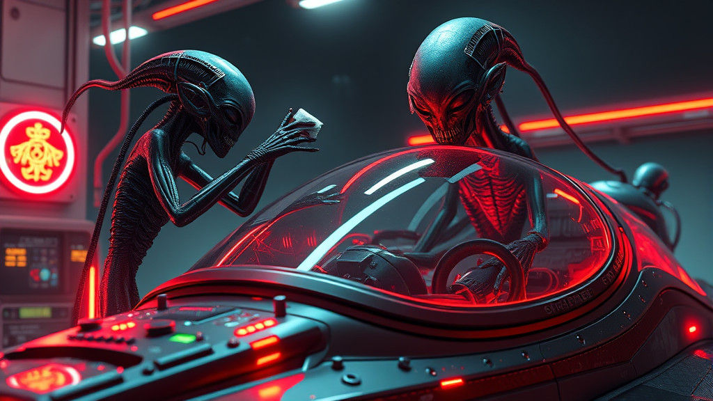 High-Tech Alien Gas Station in Steampunk Style