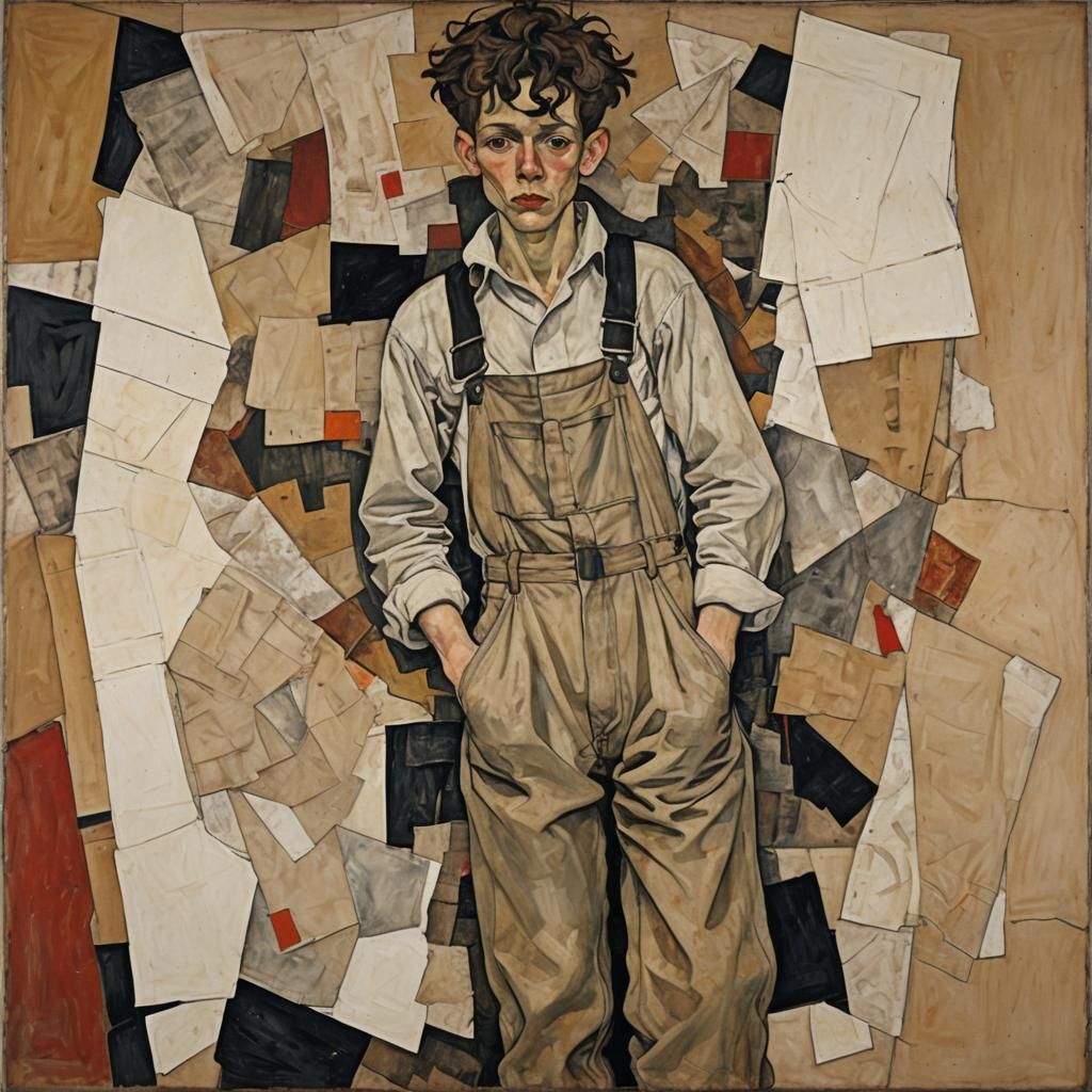 Expressive Portrait of Boy in Overalls