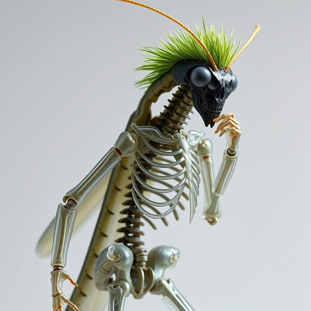 Humanoid Grasshopper with Translucent Skin in Biomechanical ...