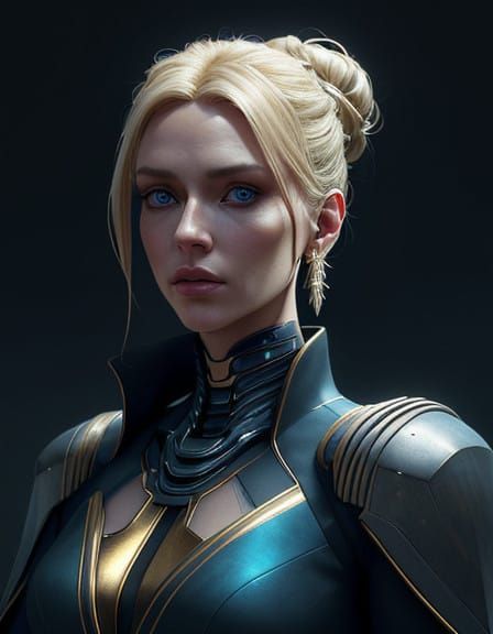 Elegant Blonde Beauty in Futuristic Attire