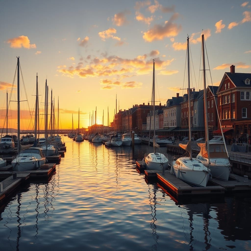 Serene Harbor Scene in Painterly Style