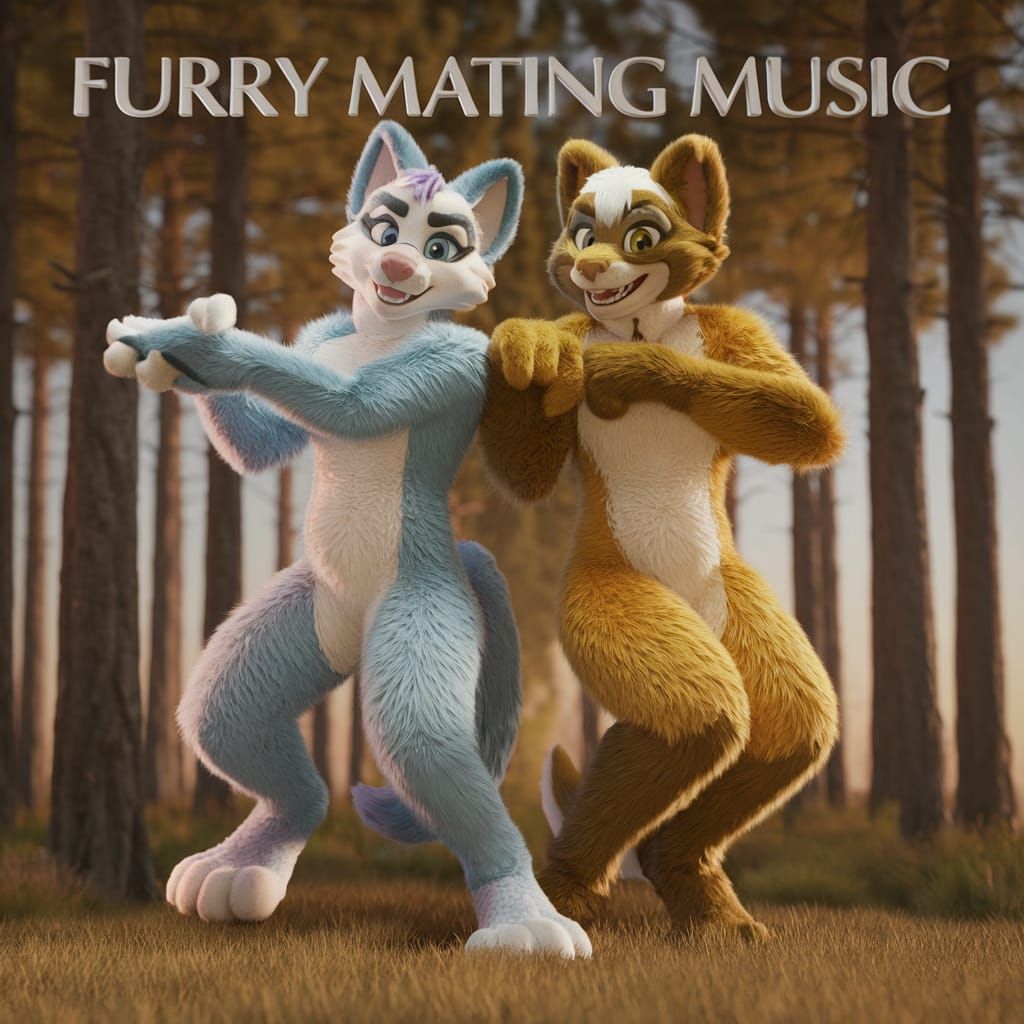 Furry Mating Music Album Cover in 3D