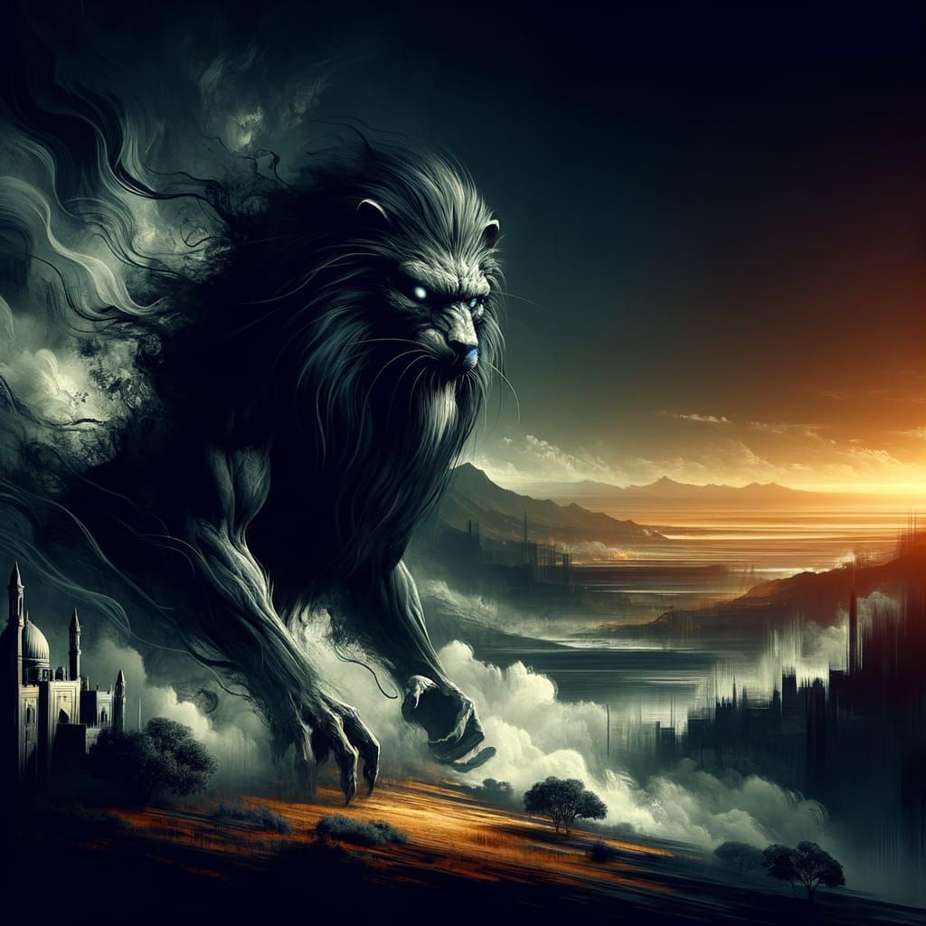 Menacing Lion Embodiment of Fear and Corruption